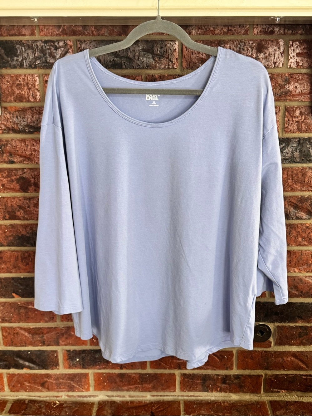 Lands' End Light Blue Scoop Neck 3/4 Sleeve Knit Top Tunic 1X